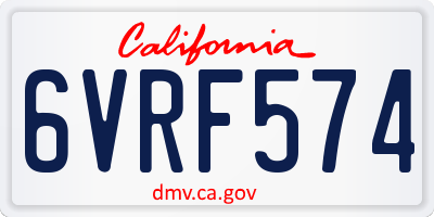 CA license plate 6VRF574