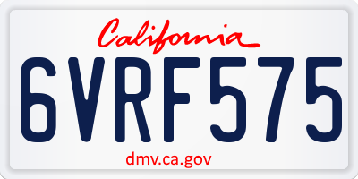 CA license plate 6VRF575