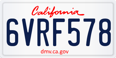 CA license plate 6VRF578