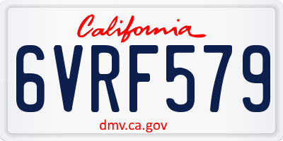 CA license plate 6VRF579