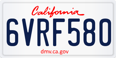 CA license plate 6VRF580