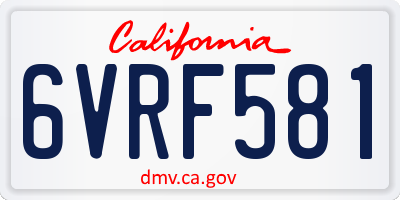 CA license plate 6VRF581