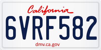 CA license plate 6VRF582