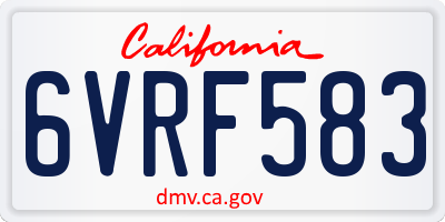 CA license plate 6VRF583