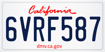 CA license plate 6VRF587