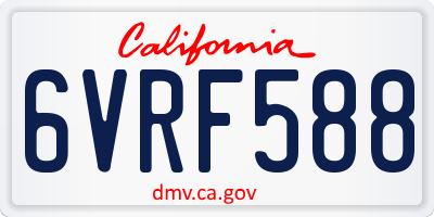 CA license plate 6VRF588
