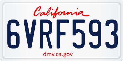 CA license plate 6VRF593
