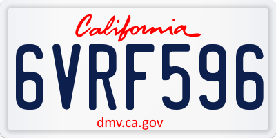 CA license plate 6VRF596