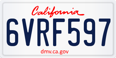 CA license plate 6VRF597