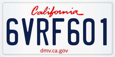 CA license plate 6VRF601
