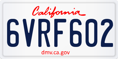 CA license plate 6VRF602
