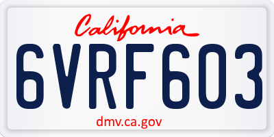 CA license plate 6VRF603