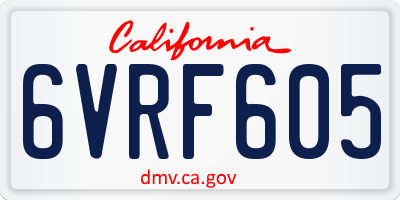 CA license plate 6VRF605