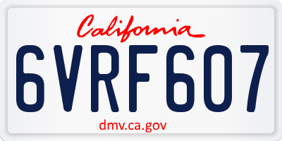 CA license plate 6VRF607