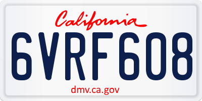 CA license plate 6VRF608