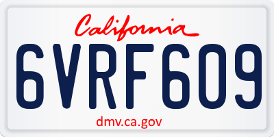 CA license plate 6VRF609