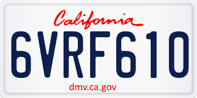 CA license plate 6VRF610