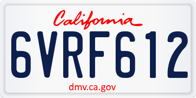 CA license plate 6VRF612