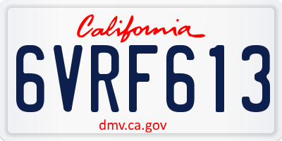 CA license plate 6VRF613