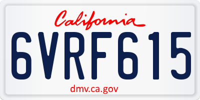 CA license plate 6VRF615