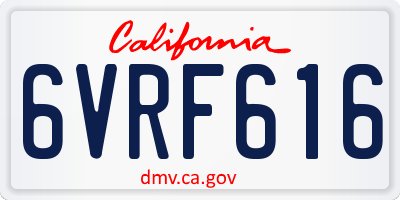 CA license plate 6VRF616