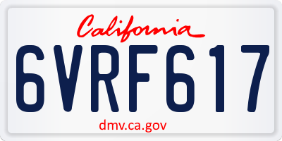 CA license plate 6VRF617