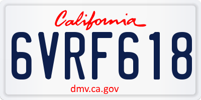 CA license plate 6VRF618