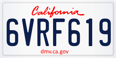 CA license plate 6VRF619