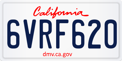 CA license plate 6VRF620