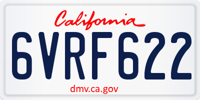 CA license plate 6VRF622
