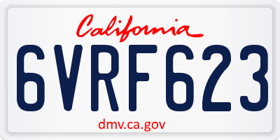 CA license plate 6VRF623