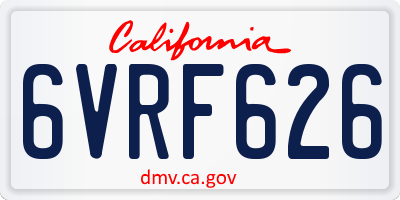 CA license plate 6VRF626