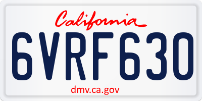 CA license plate 6VRF630
