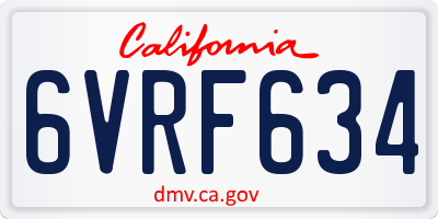 CA license plate 6VRF634