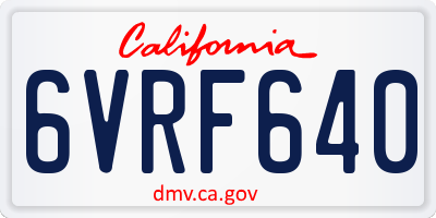 CA license plate 6VRF640
