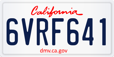 CA license plate 6VRF641