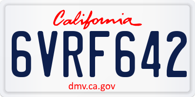 CA license plate 6VRF642