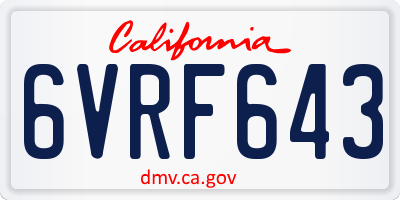 CA license plate 6VRF643
