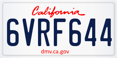 CA license plate 6VRF644