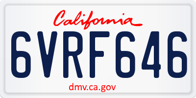 CA license plate 6VRF646