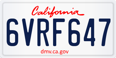 CA license plate 6VRF647