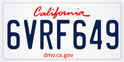 CA license plate 6VRF649