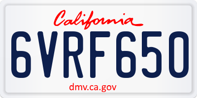 CA license plate 6VRF650