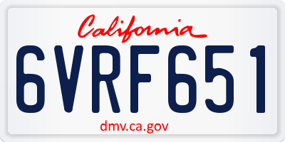 CA license plate 6VRF651