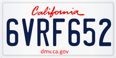 CA license plate 6VRF652