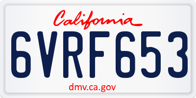 CA license plate 6VRF653