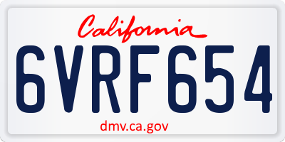 CA license plate 6VRF654