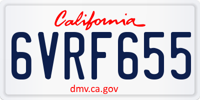 CA license plate 6VRF655