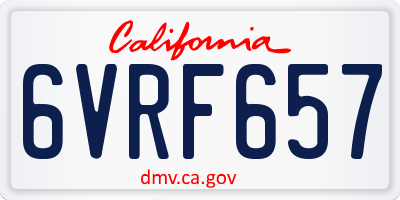 CA license plate 6VRF657
