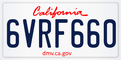 CA license plate 6VRF660